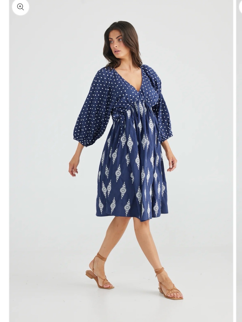 Talisman Gaia Dress Navy Embroidery Size Small